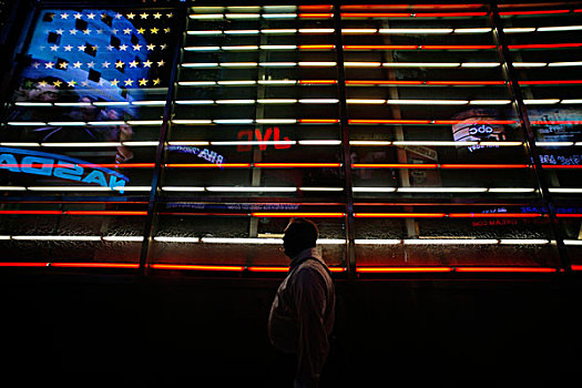 商务,男人,美国国旗,时代广场,曼哈顿,纽约
