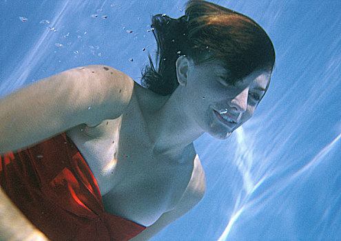 女人,游泳,水下