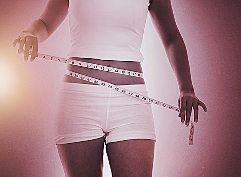 腹部,女人,测量,腰部