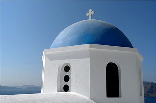 圆顶,教堂,圣托里尼岛,希腊