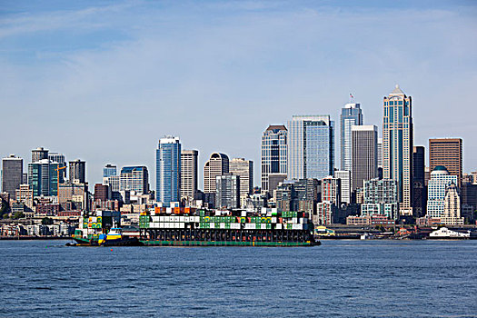 西雅图,集装箱船,湾,天际线