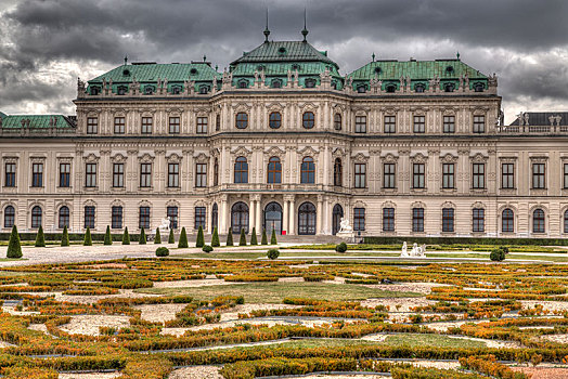 美景宫,城堡,花园,观景楼,后视图,维也纳,奥地利,欧洲