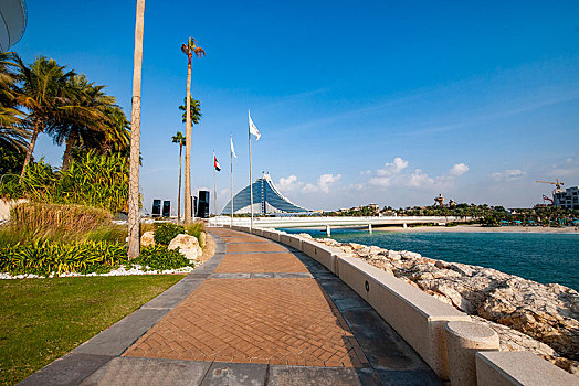 阿联酋迪拜朱美拉海滩阿拉伯塔,帆船,酒店海岸大道