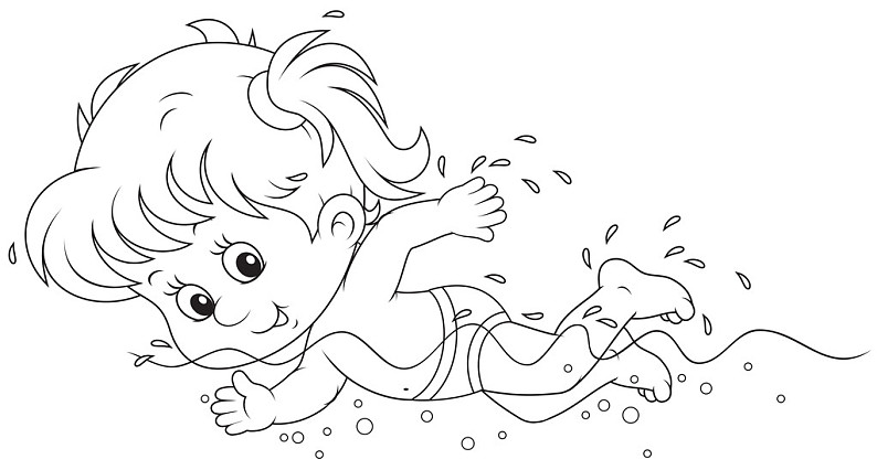 女孩游泳简单画法图片