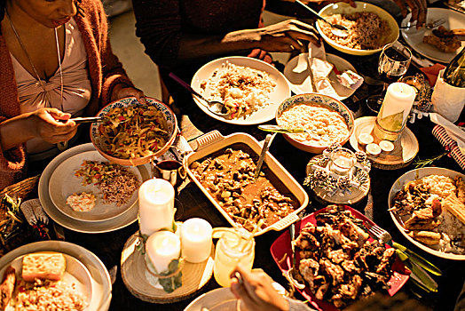加勒比食品,圣诞晚餐,桌子