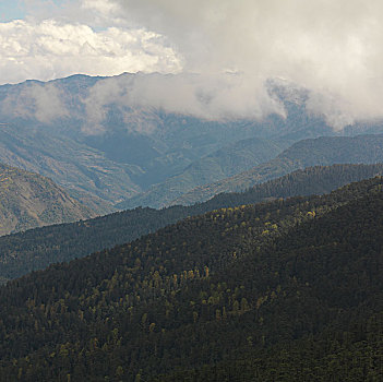 全景,山脉,不丹