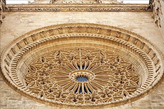 圆花窗,大教堂,帕尔玛,马略卡岛,西班牙