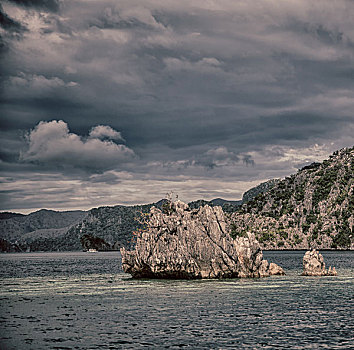 菲律宾,风景,悬崖,漂亮,天堂湾,热带,泻湖