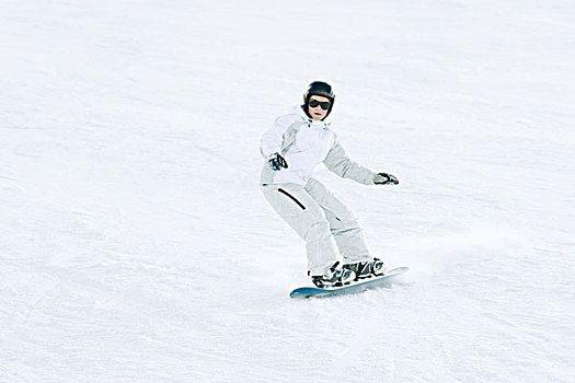少女,滑雪板,滑雪坡,全身