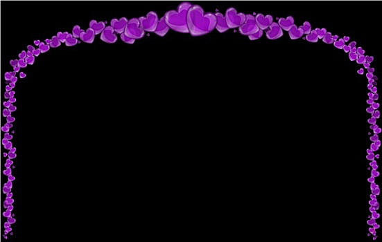 框,紫色,心形,情人节,背景