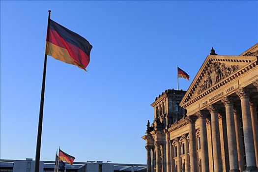 德国,旗帜,德国国会大厦,柏林