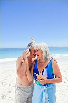 退休,情侣,海滩