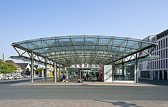 中心,公交车站,正面,火车站,哈姆,北莱茵威斯特伐利亚,德国,欧洲