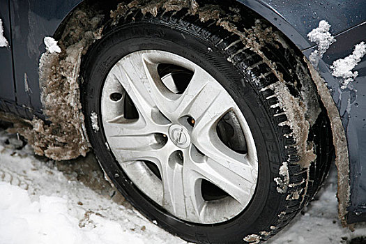 轮胎,冬天,雪,半融雪