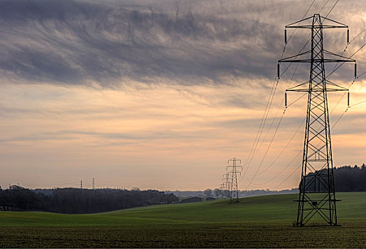 电,线缆,通讯塔,日出,农业,风景