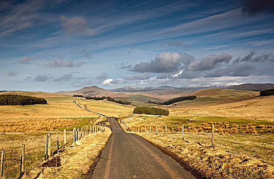 苏格兰边境,苏格兰,道路,土地