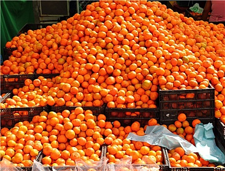 橙色,柑橘,市场,鲜明