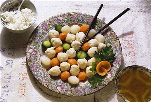 中国,鱼丸,蔬菜