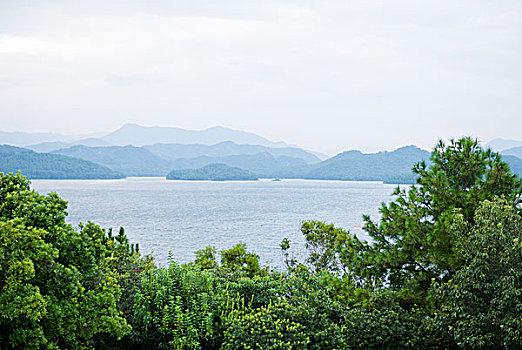 场景,山,围绕,湖