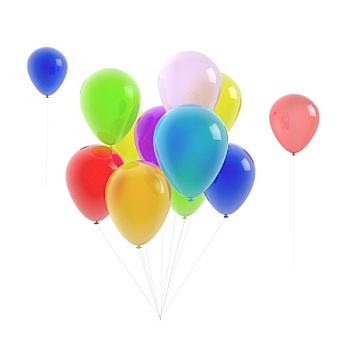 彩色,气球,隔绝,白色背景,背景