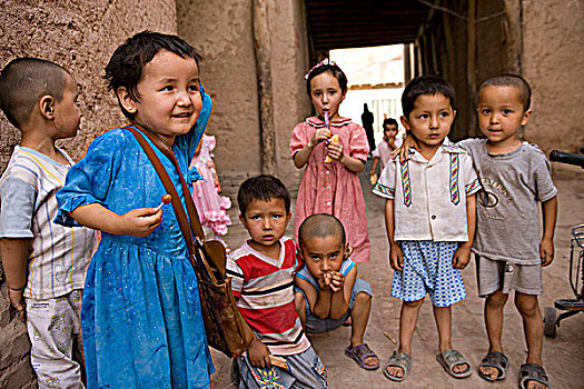 维吾尔,儿童,老城,喀什葛尔,新疆,地区,丝绸之路,中国
