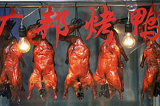 中国,上海,烤鸭,悬挂,餐馆,窗户