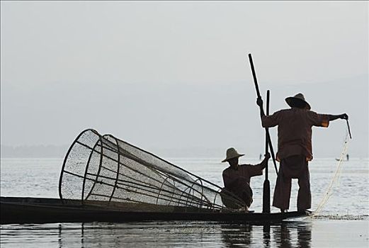 捕鱼者,茵莱湖,缅甸