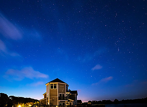 漂亮,夜空,风景,图像,星星,上方,安静,湖