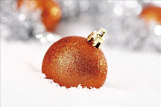 橙色,闪光,圣诞树球,圣诞装饰