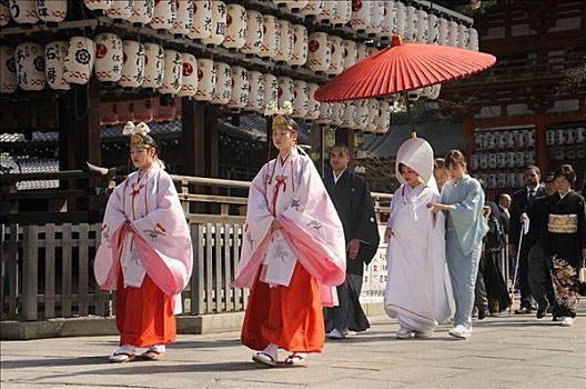 神祠,佣工,新娘,队列,京都,日本,亚洲
