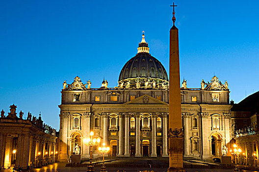 大教堂,夜晚,罗马,意大利,欧洲