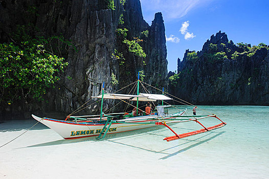 船,海滩,爱妮岛,群岛,巴拉望岛,菲律宾,亚洲