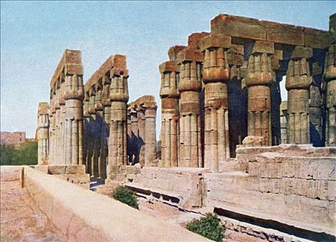 柱廊,阿蒙霍特普三世,卢克索神庙,埃及,20世纪