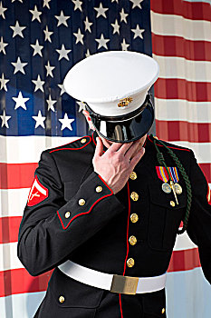 军人,服装,蓝色,美国国旗