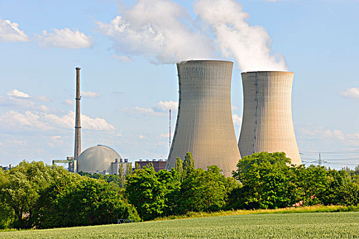 冷却塔,核电站,靠近,巴伐利亚,德国,欧洲