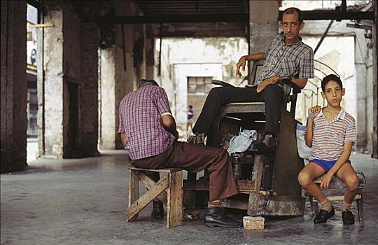 擦鞋,男人,哈瓦那,古巴,中美洲