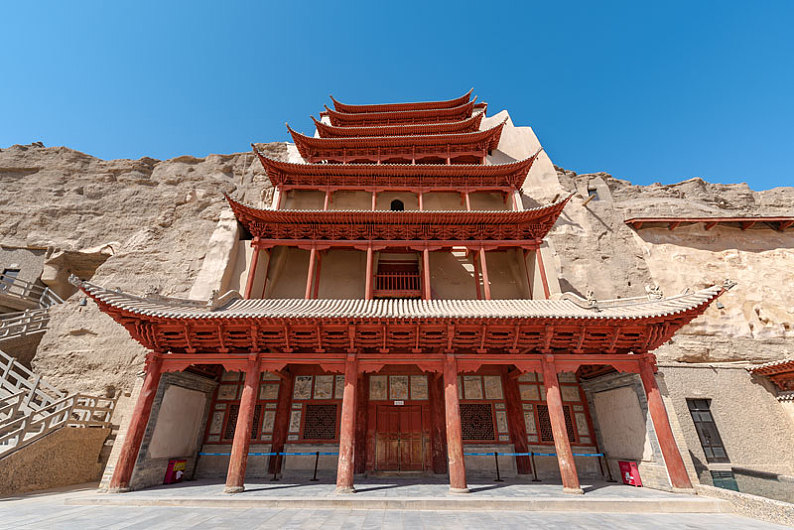 敦煌莫高窟九层楼_高清图片_全景视觉