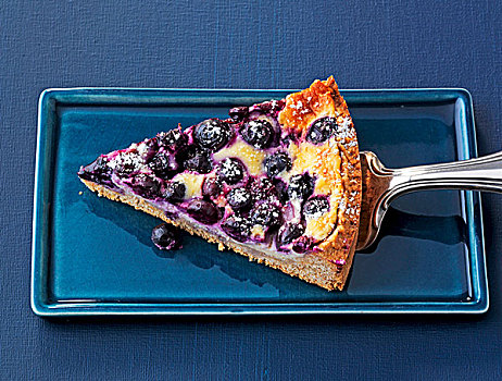 块,蓝莓,马斯卡朋乳酪,蛋糕,盘子