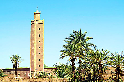 摩洛哥,德拉河谷,清真寺,尖塔