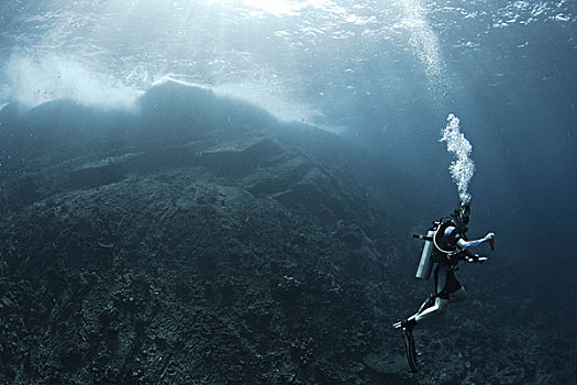 水下视角,潜水者,斯米兰,国家级保护区,安达曼海,泰国