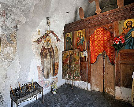 教堂,壁画,展示,罗得斯,希腊,欧洲