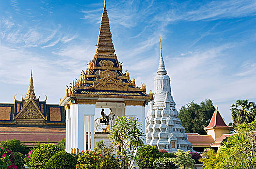 骑马,雕塑,国王,皇宫,金边,柬埔寨,印度支那,东南亚,亚洲