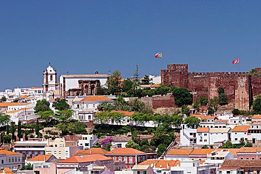 风景,上方,老城,大教堂,城堡,阿尔加维,葡萄牙