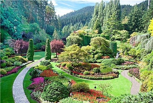 花园,布查特花园,中心,不列颠哥伦比亚省,加拿大