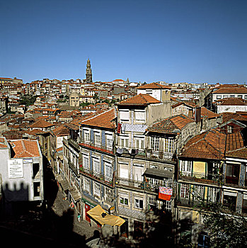 葡萄牙,波尔图,城镇,天际线,屋顶