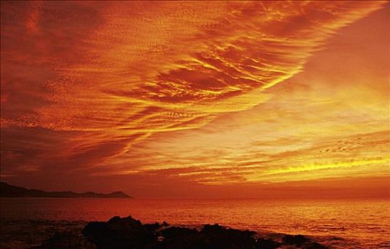 墨西哥,卡波圣卢卡斯,美好,橙色,日落,上方,海洋