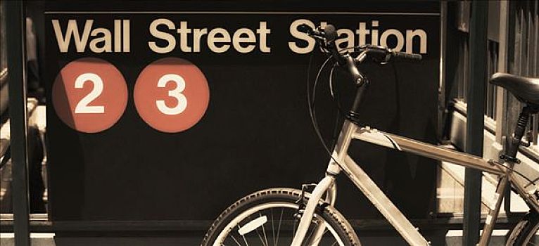 自行车,广告牌,华尔街,曼哈顿,纽约,美国