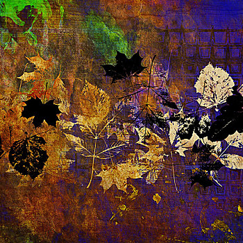 艺术,叶子,秋天,背景,卡片