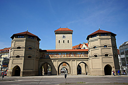 大门,中世纪,城市,墙壁,慕尼黑,巴伐利亚,德国,欧洲