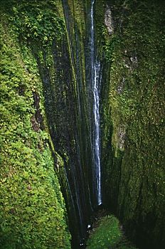夏威夷,毛伊岛,瀑布,航拍